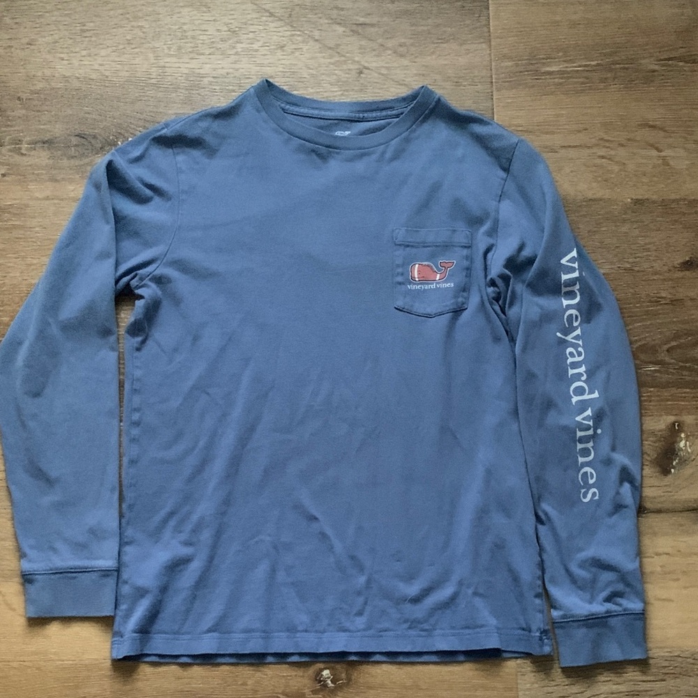 Vineyard Vines Blue Whale Logo Long Sleeve Tee Size M 12 14